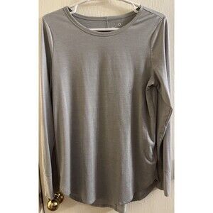 Gap Brushed Tech Jersey Shirt Womens Gray Long Sleeve Stretch Yoga Size S- Tall